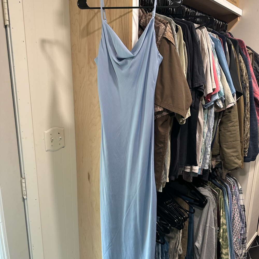 Light blue midi slip dress